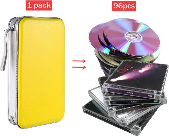 LIOVODE DVD-Tasche,96 Kapazität CD-Hülle Halter Lagerung Veranstalter Hartplastik Schutz Disc-Geldbö