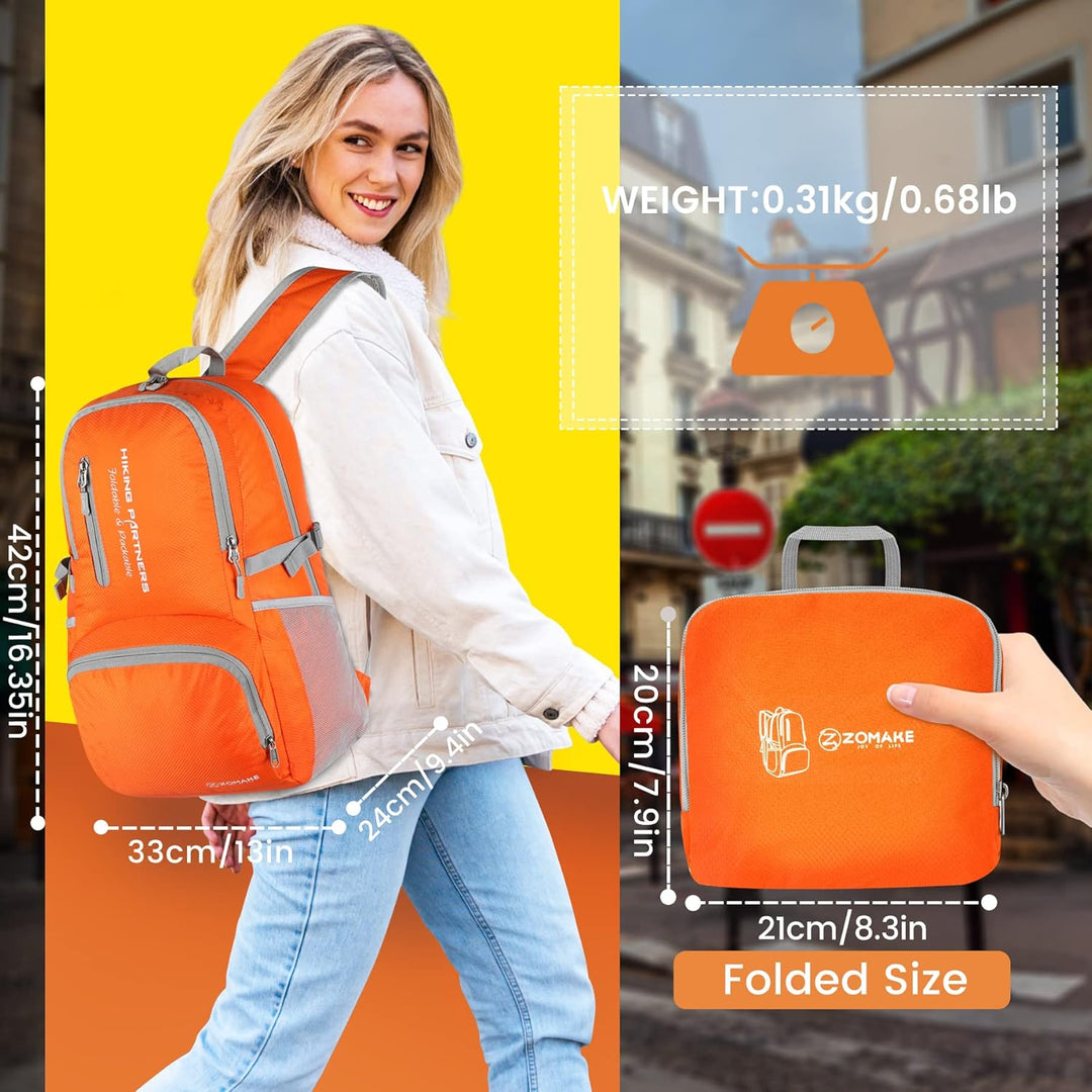 ZOMAKE Leicht Faltbarer Rucksack - Packbare Backpacks 35L,Kleiner Faltbar Rucksäcke Wanderrucksack W