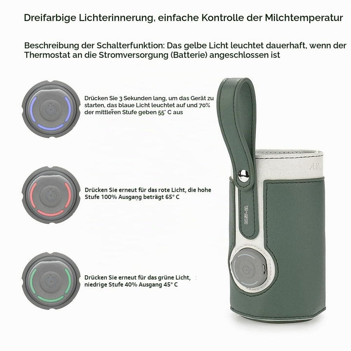 Flaschenwärmer-Tasche, 3-fach Temperaturverstellbar, Tragbarer Babyflaschenwärmer Zum Anschluss an M
