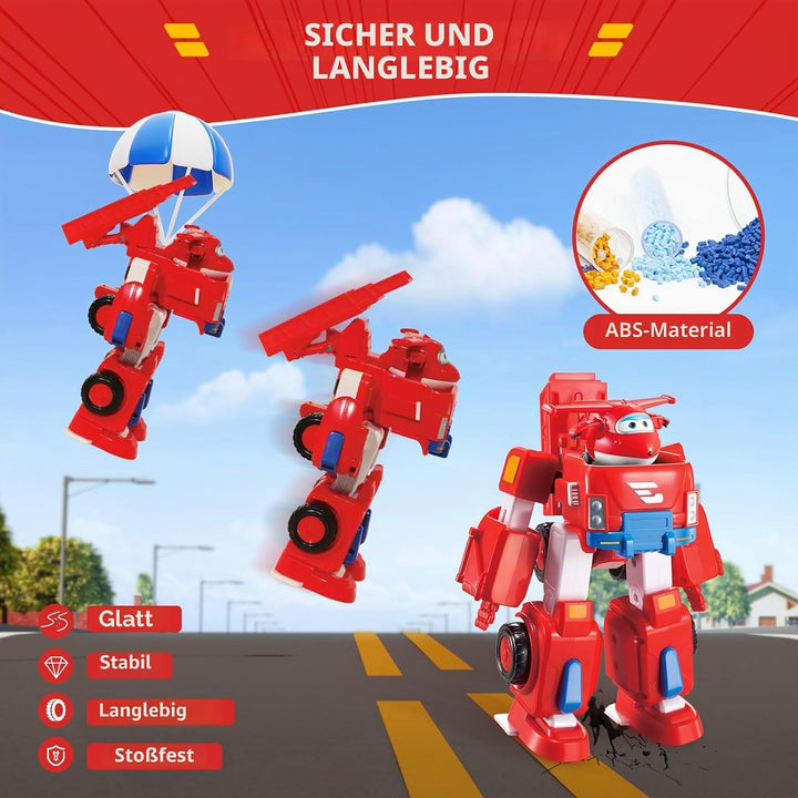 Super Wings EU720311 - Transformations-Flugzeug Jett Robo Rig, ca. 18 cm grosse Spiel-Figur für Kind