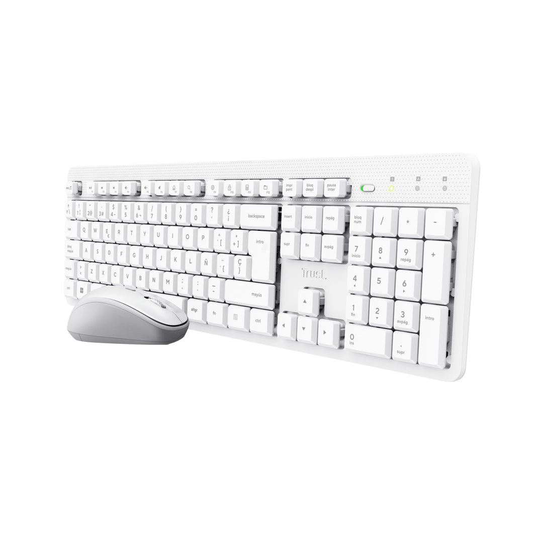 Trust ODY II Spanisches QWERTY-Layout Tastatur und Maus Set Kabellos Weiss