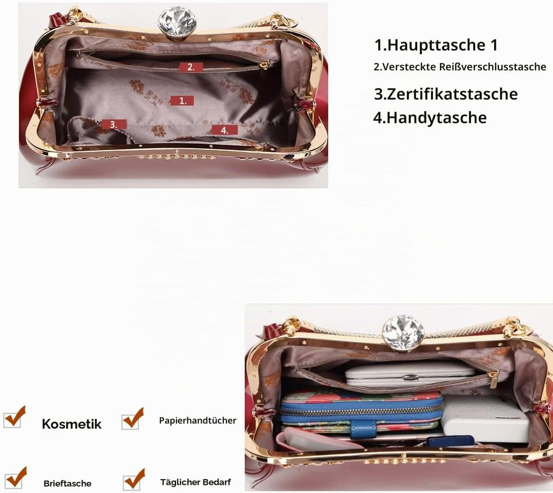 Coolives Damen Tasche Handtasche aus PU-Lackleder Henkeltasche Schultertasche Umhängetasche für die
