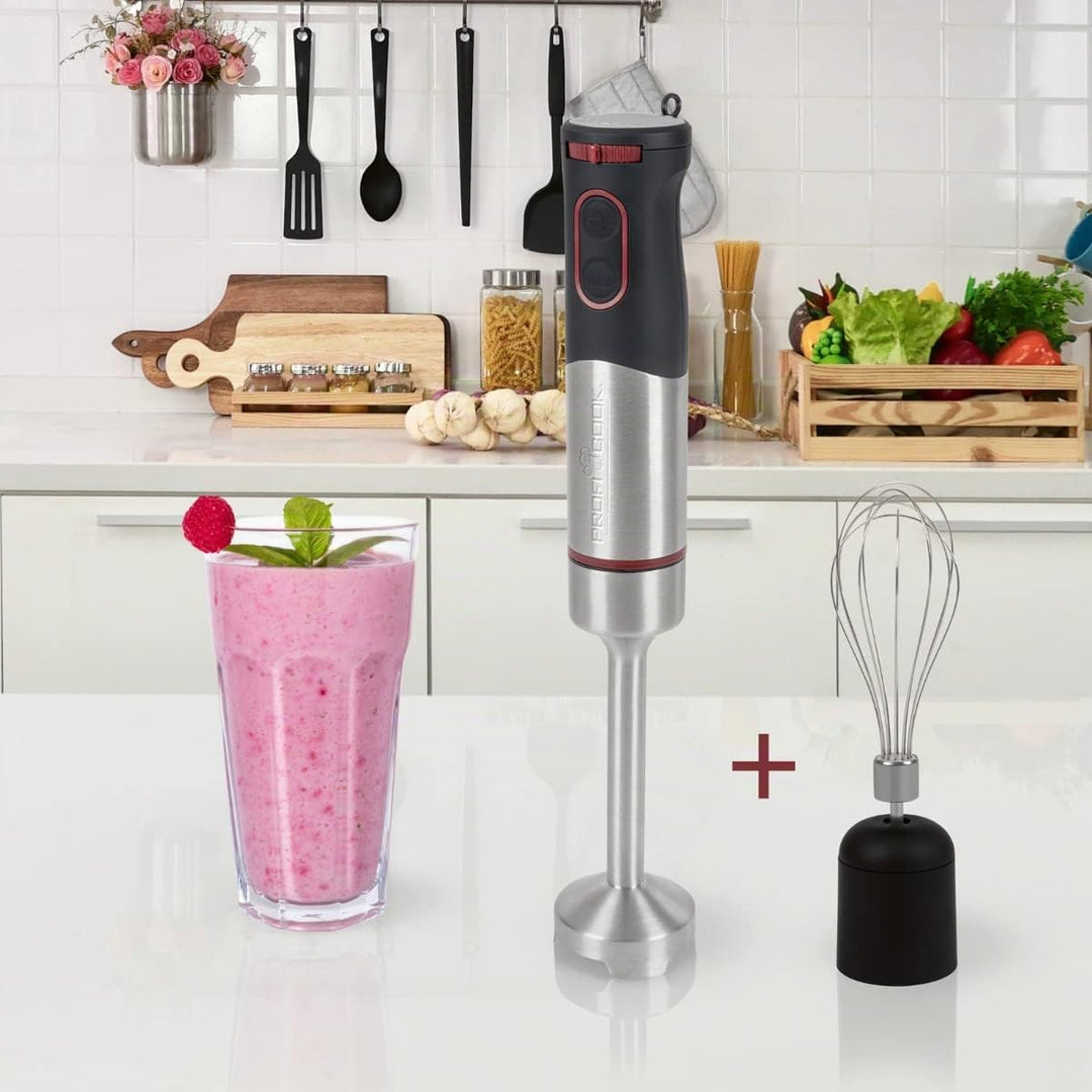 ProfiCook Stabmixer/Pürierstab/Handmixer | 2in1- Set | Edelstahl-Schneebesen | ideal für Smoothies/C