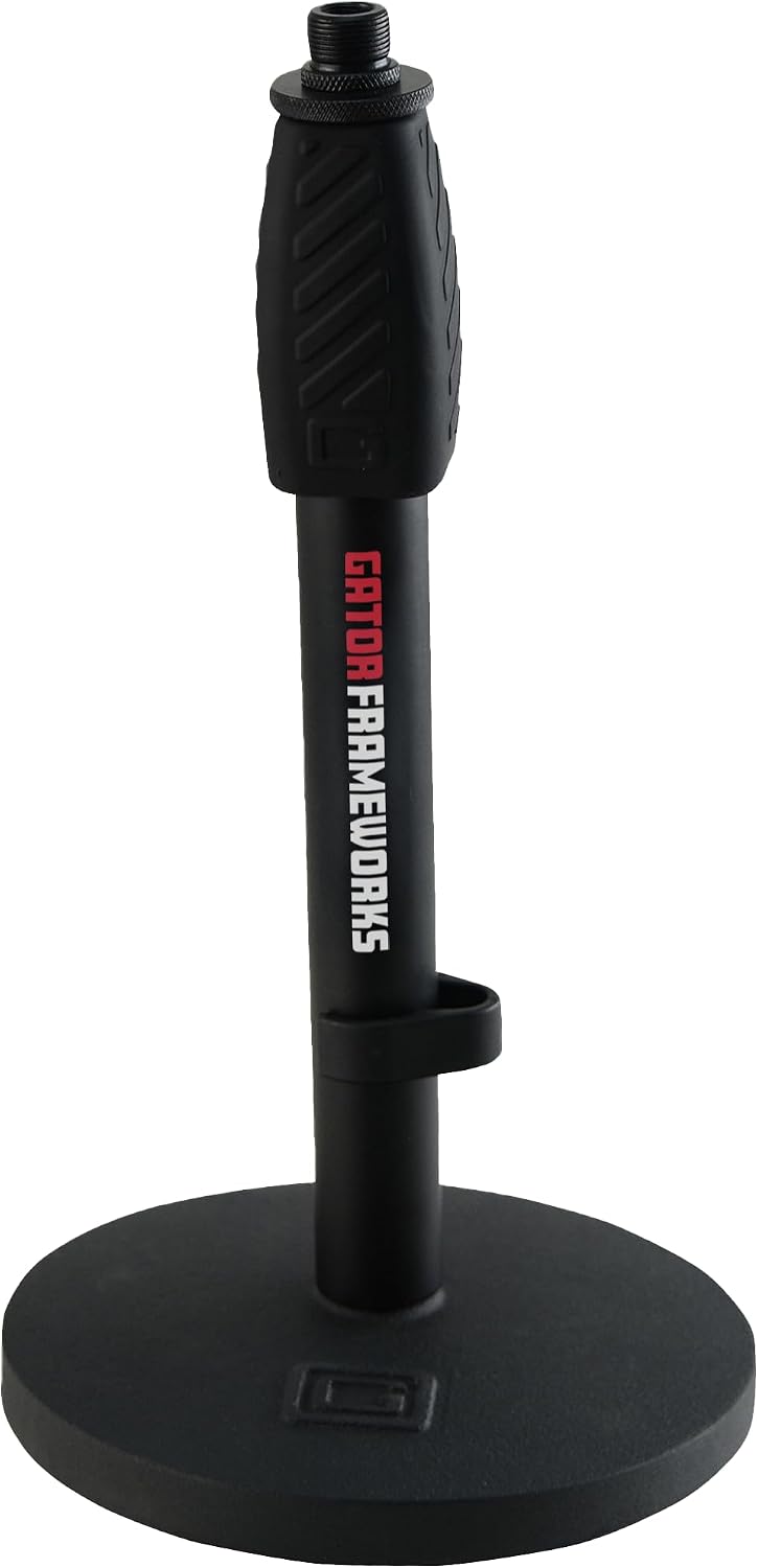 Gator Frameworks Deluxe Desktop Tisch Mikrofonständer mit einstellbarer Höhe, schwarz (GFW-MIC-0601)