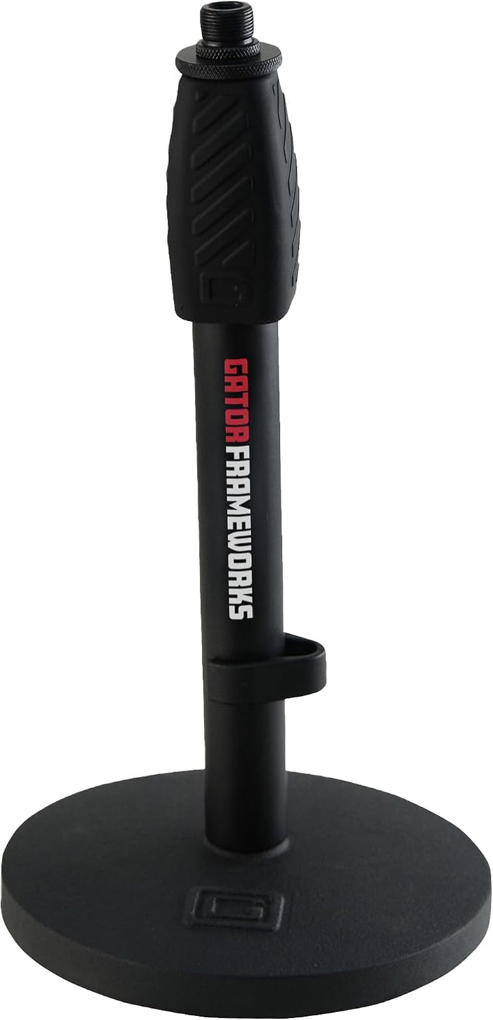 Gator Frameworks Deluxe Desktop Tisch Mikrofonständer mit einstellbarer Höhe, schwarz (GFW-MIC-0601)