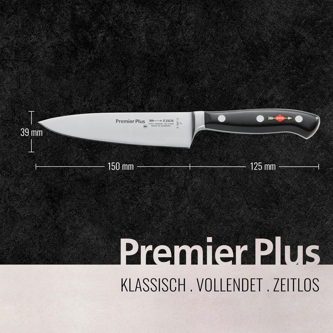 F. DICK Kochmesser, Küchenmesser, Premier Plus (Messer mit Klinge 15 cm, X50CrMoV15 Stahl, nichtrost