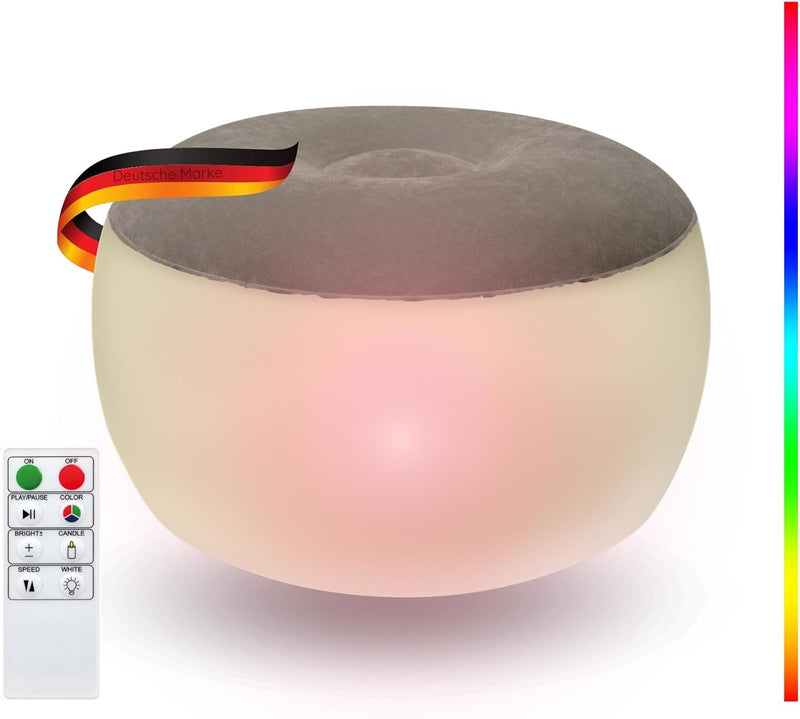 SCHWAIGER 660180 Sitzhocker LED Outdoor Sitzkissen Pouf Loungemöbel Gartenhocker Bodenkissen Fusshoc