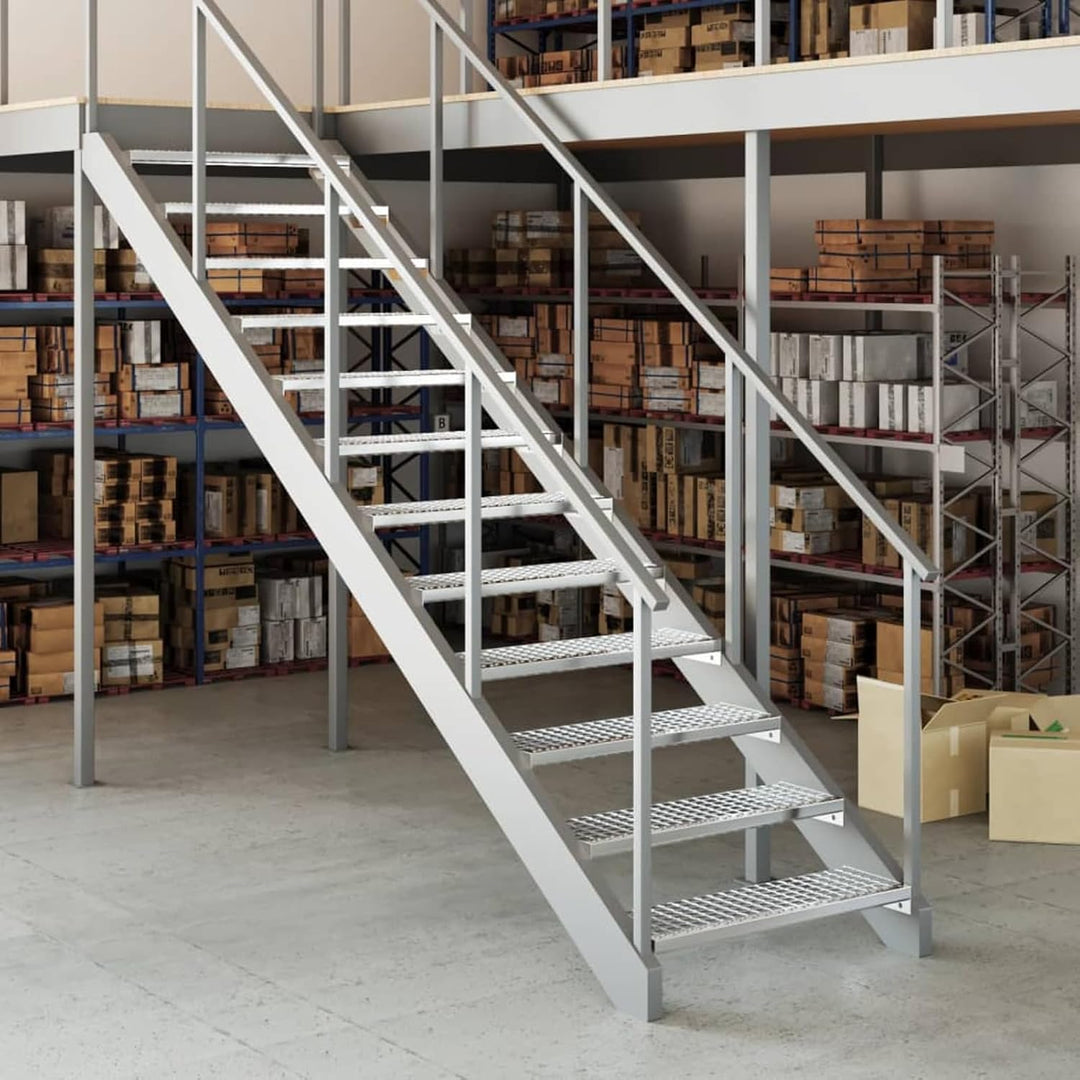 Sufrk Roststufe 80x24x7cm Verzinkter Stahl, Premium Stahltreppe Verstellbar Verzinkt & Silber Pulver