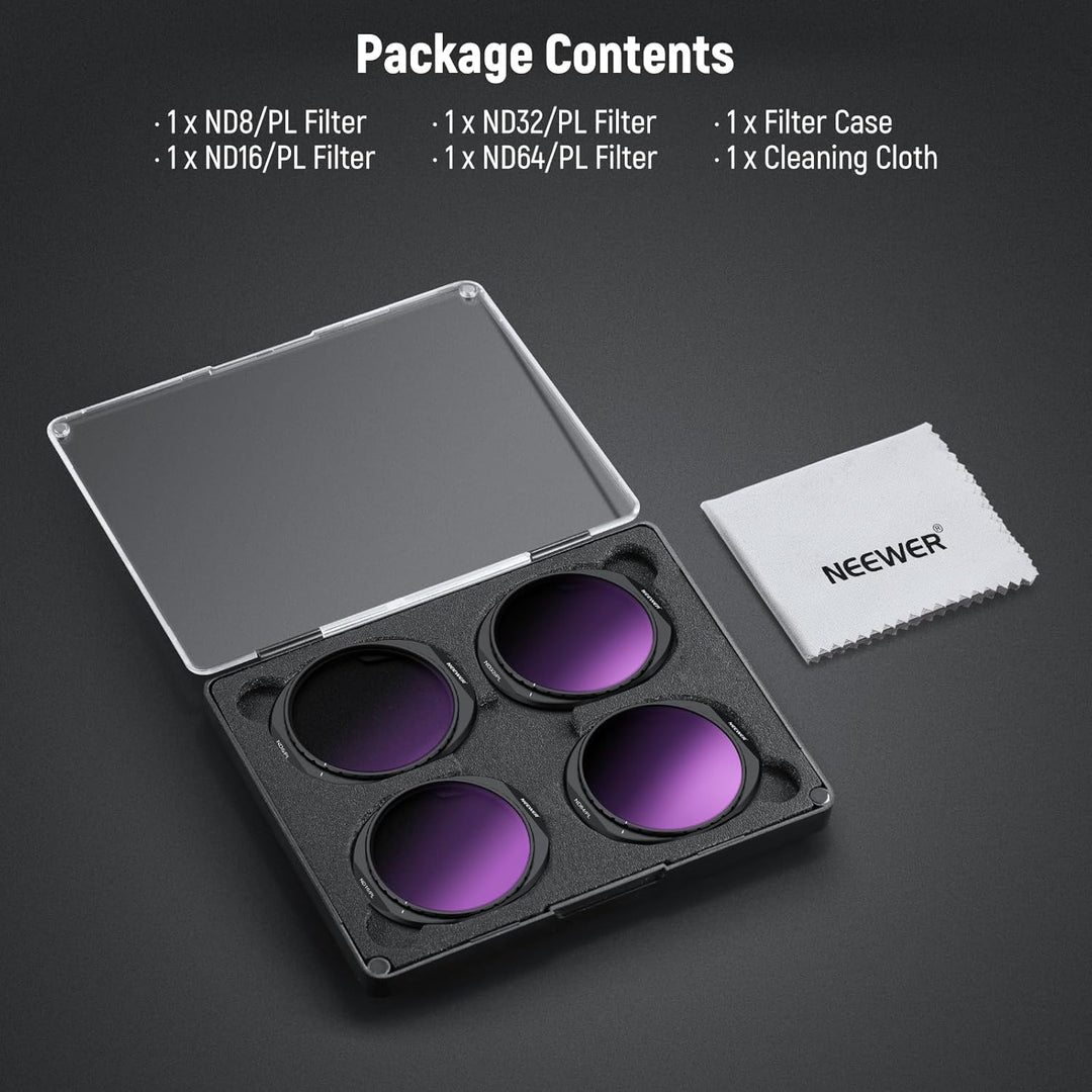 NEEWER ND Filter Set kompatibel mit DJI Mavic 4 Pro (4er Pack), aufschraubbarer ND8/PL+ND16/PL+ND32/