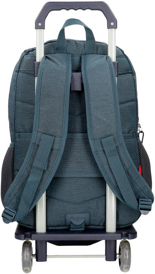 Pepe Jeans Kay Schulrucksack mit zwei Fächern und Trolley, 15,6 Zoll, Blau, 32 x 45 x 15 cm, Polyest