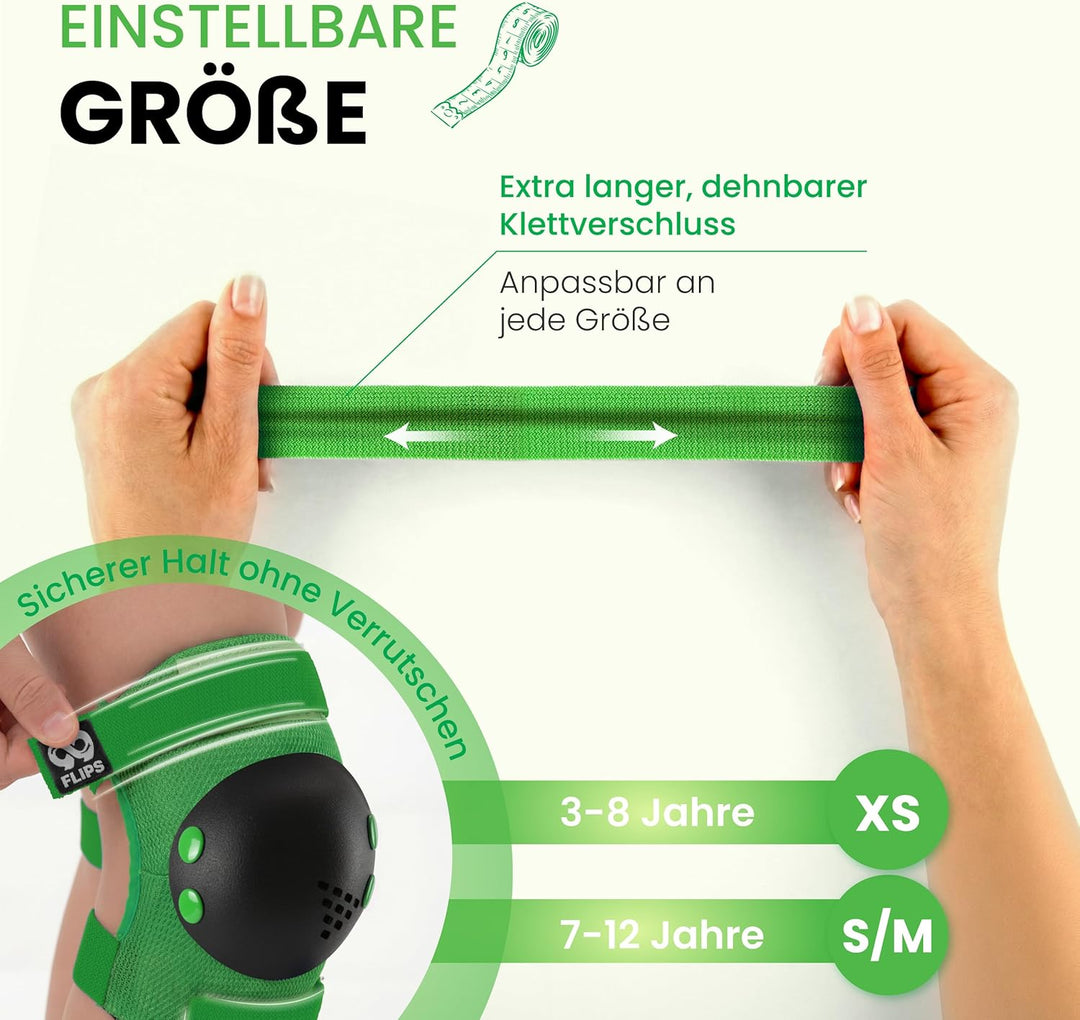 Schützer Inliner Kinder Set 3-12 Jahre [6er Set] mit Knieschoner, Ellenbogenschoner und Handschoner