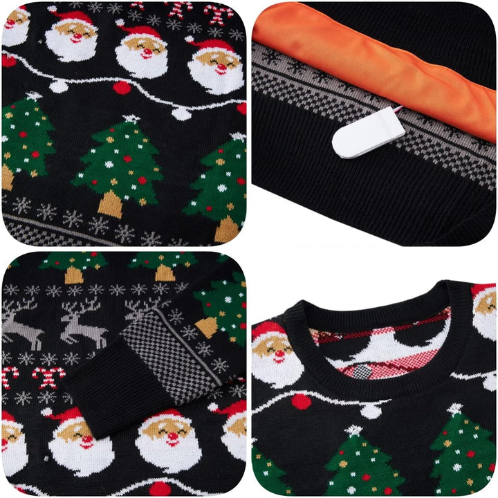 Belovecol Unisex Weihnachtspullover LED Ugly Christmas Sweater Pullover Langarm Strickpullover L Xma