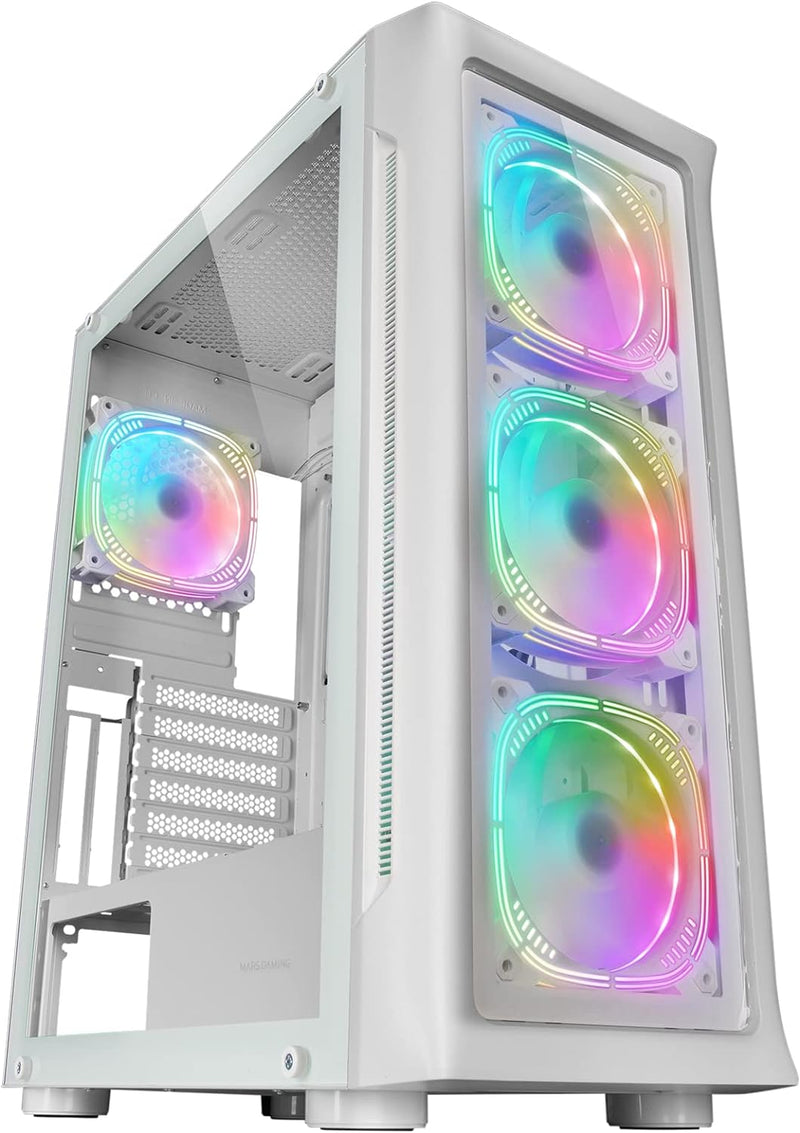 Mars Gaming MC-NEO Weiss, XXL E-ATX Gaming Tower, Gehärtetes Glas Seiten und Frontfenster, 4X ARGB 1