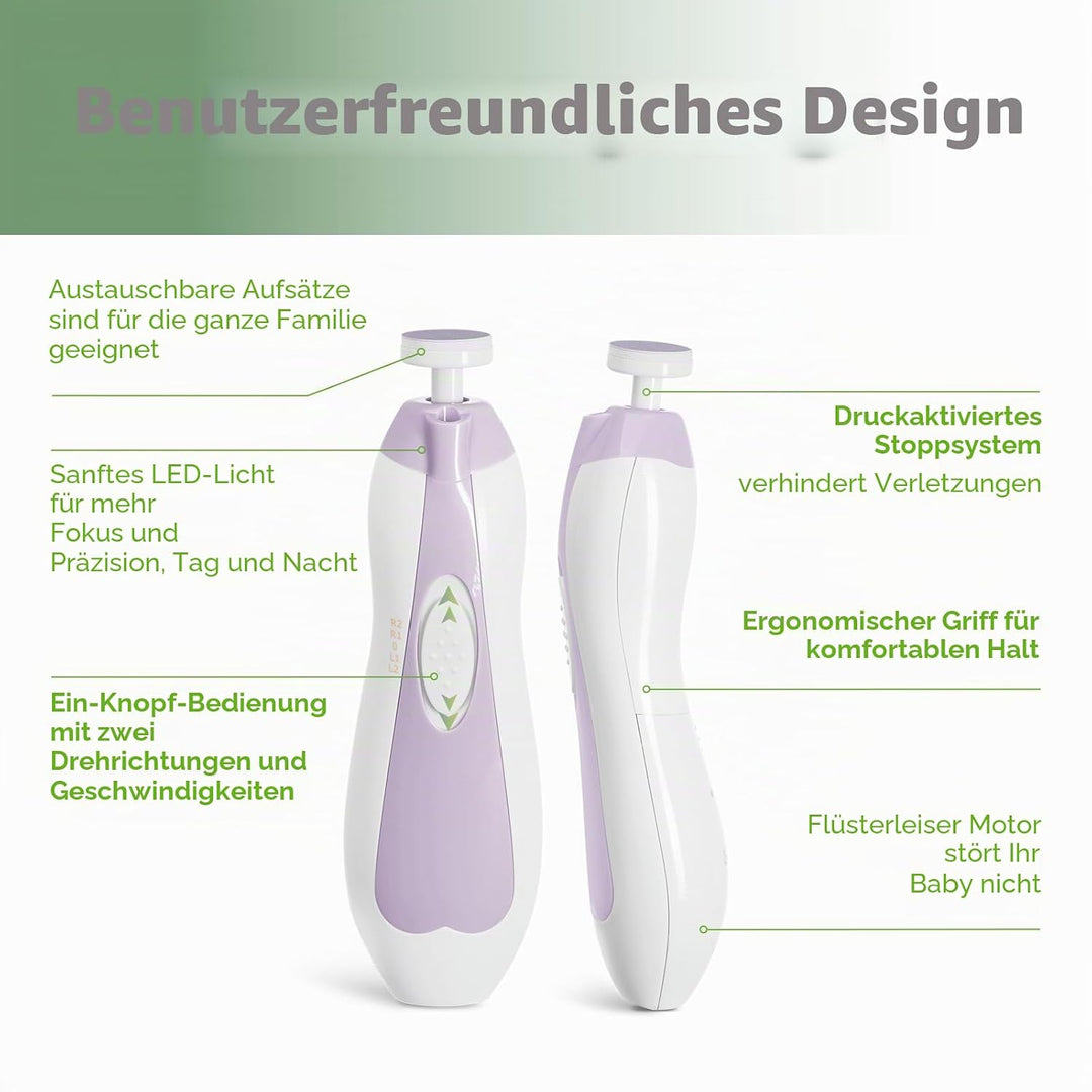 haakaa Baby Nagelschneider Elektrisch Baby Nagelfeile Kit mit LED-Licht, Baby Nagelknipser für Neuge