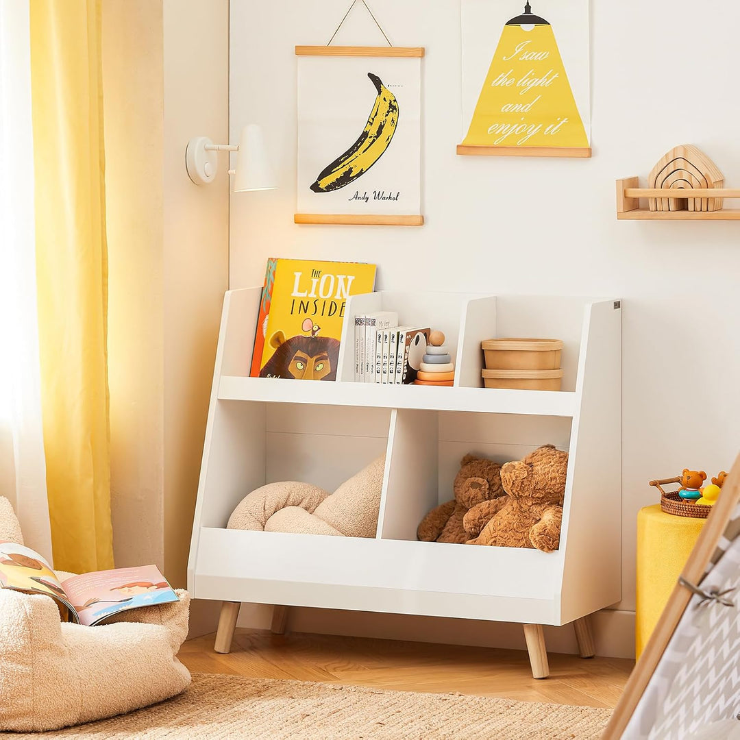 SoBuy Bücherregal Kinder, Kinderregal mit 5 Fächern und Massivholzbeinen, Regal Kinderzimmer, Kinder