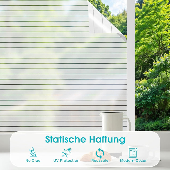 Lifetree Fensterfolie Streifen Blickdicht Sichtschutzfolie: Selbstklebend Fenster mit statischer Haf