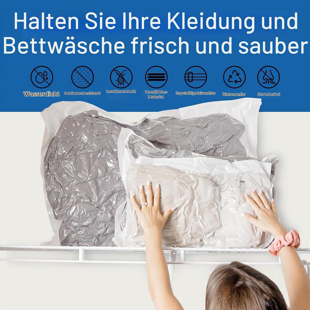 Vakuumbeutel für Kleidung mit elektrischer Luftpumpe, 16er Pack (4 Jumbo/4 gross/4 mittel/4 klein),