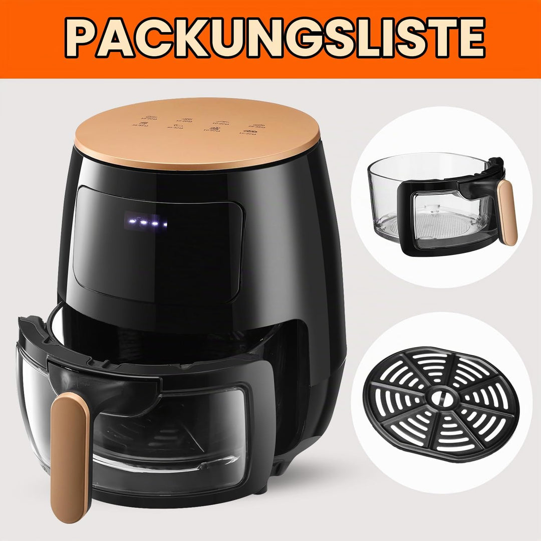 Heissluftfritteuse Mit 5L Kapazität 80-200° Temperaturbereich Einfache Reinigung Touch-Steuerung Spü