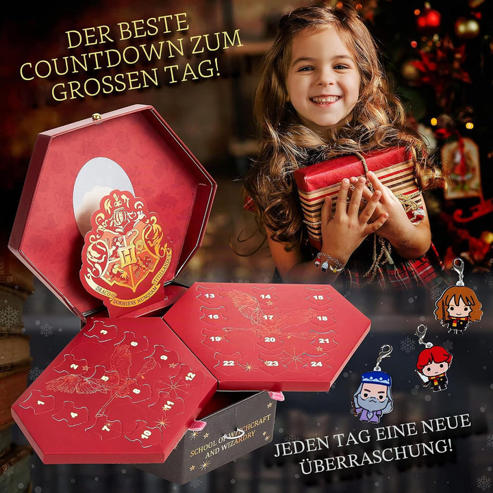 Harry Potter Adventskalender 2024 Schmuck Weihnachts mit Charms - Geschenke für Mädchen Jewellery Bo