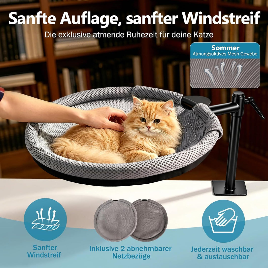Höhenverstellbares Katzenbett für Schreibtisch Katzenkorb 360° Drehbar Katzen Schreibtisch Bett Häng