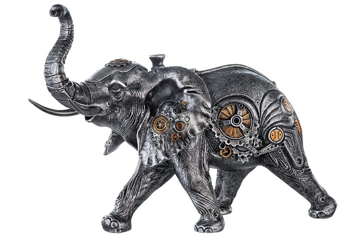 Casablanca modernes Design GILDE Skulptur Steampunk Elephant Kunstharz silberfarben 37041 - Höhe 23