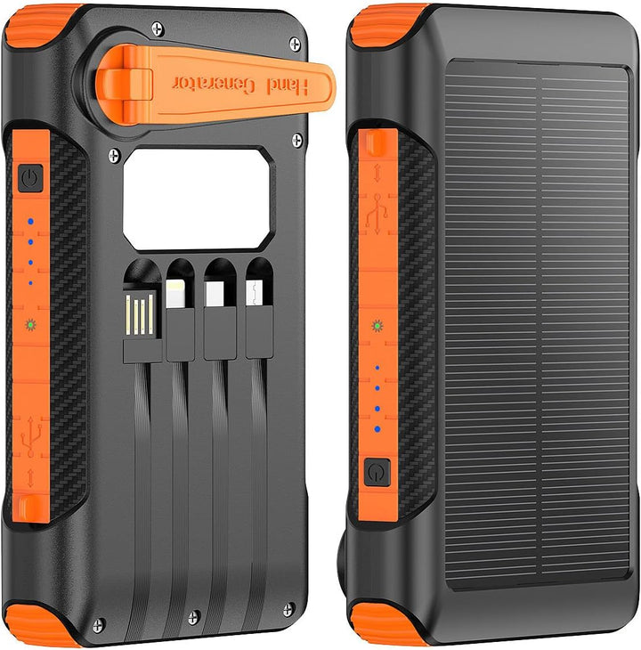 revolt Handkurbel-Powerbank: Kurbel-Dynamo-Solar-Powerbank, 10.000 mAh, USB-C PD bis 20 W, LED (Hand
