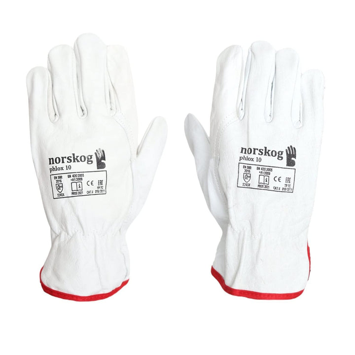 norskog PHLOX - Schutzhandschuhe I 12 Paar I Elastische Band I Kanadischer Handschuhe aus Rindsleder