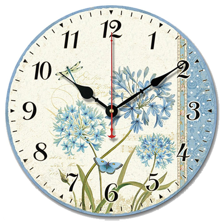 SWHONG Moderne einfache Blumenwanduhr, stille hölzerne runde Uhr für Wohnzimmer Küche Wohnkultur Ges