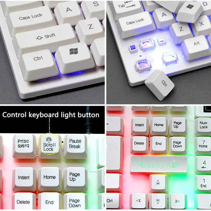Gaming-Tastatur und -Maus UK-Layout ergonomische USB-Gaming-Tastatur mit Regenbogen-Hintergrundbeleu