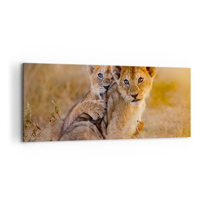 Wandbilder Dekoration Wohnzimmer Löwe Natur Tier Panorama Bilder auf Leinwand 120x50cm Leinwandbild