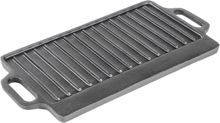 Gusseisenpfanne Grill rechteckig 40 x 20,5 cm massiv 2,7 kg mit Griffen BBQ | Grillplatte aus Gussei