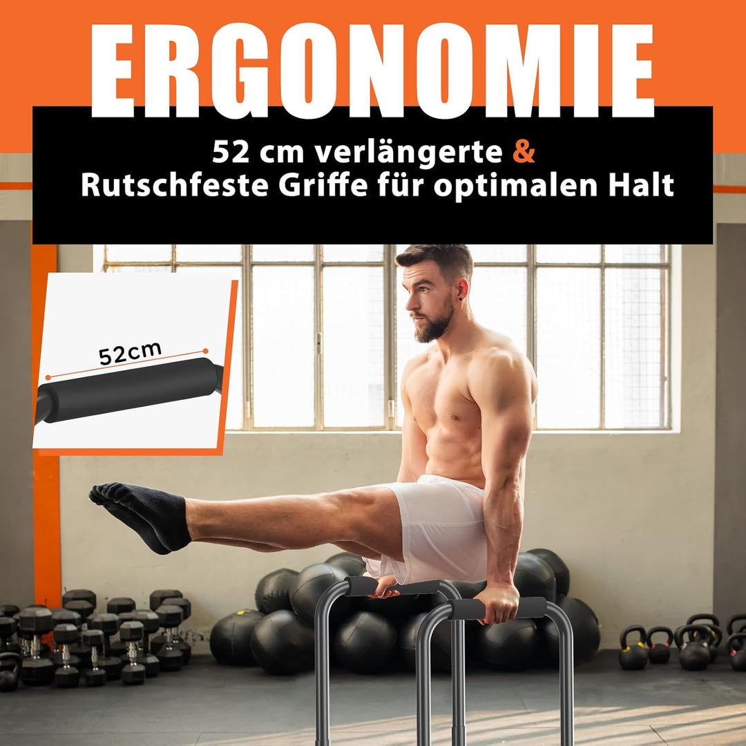 DH FitLife Dip Barren Bars | Dip Stange & Verstellbare Dip-Station 80-90 cm | Parallettes für Calist