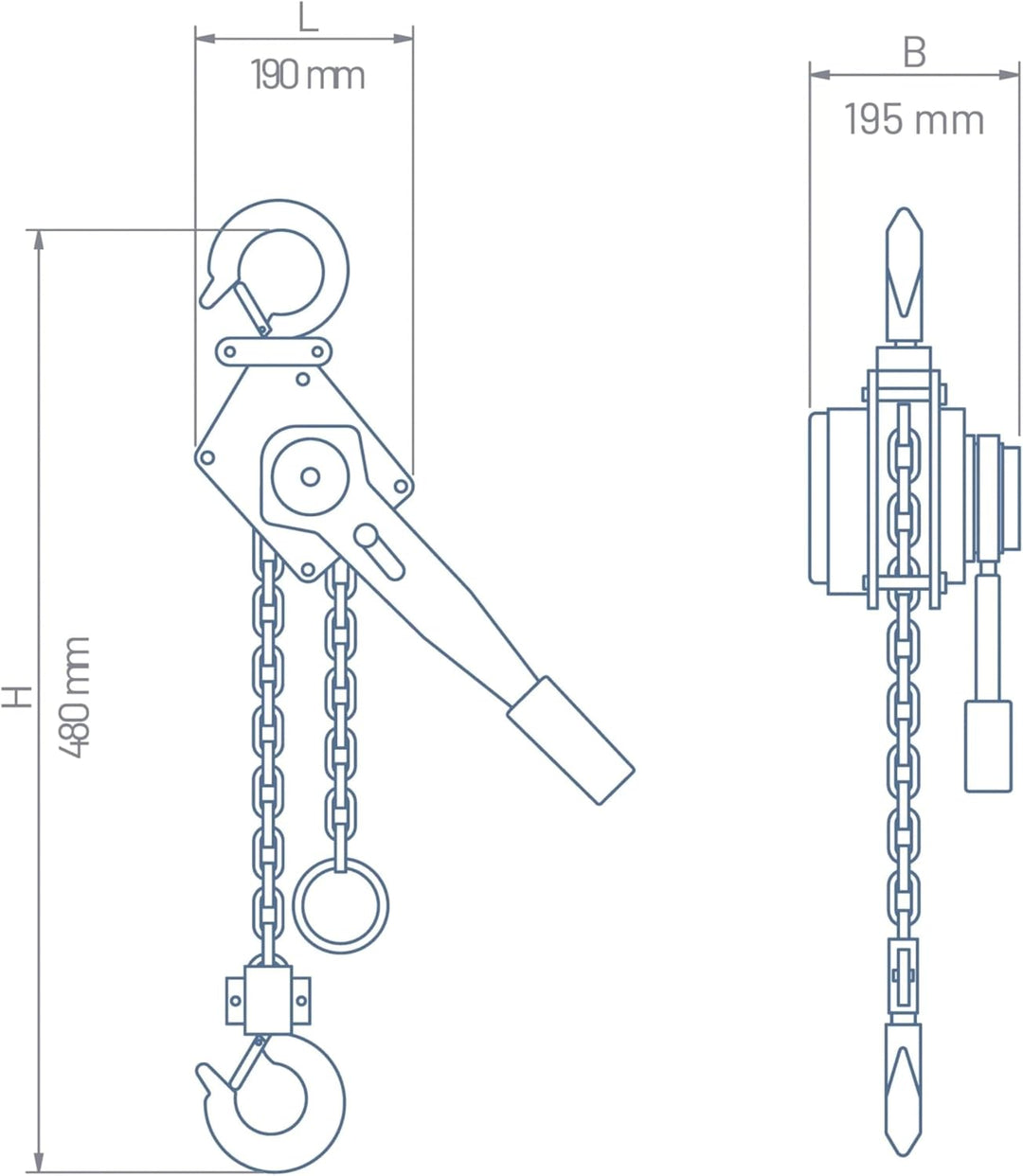 Pallit LEVER-L Hebelzug Kettenzug 3000kg Flaschenzug 3 m Kettenlänge Seilwinde strapazierfähige Last
