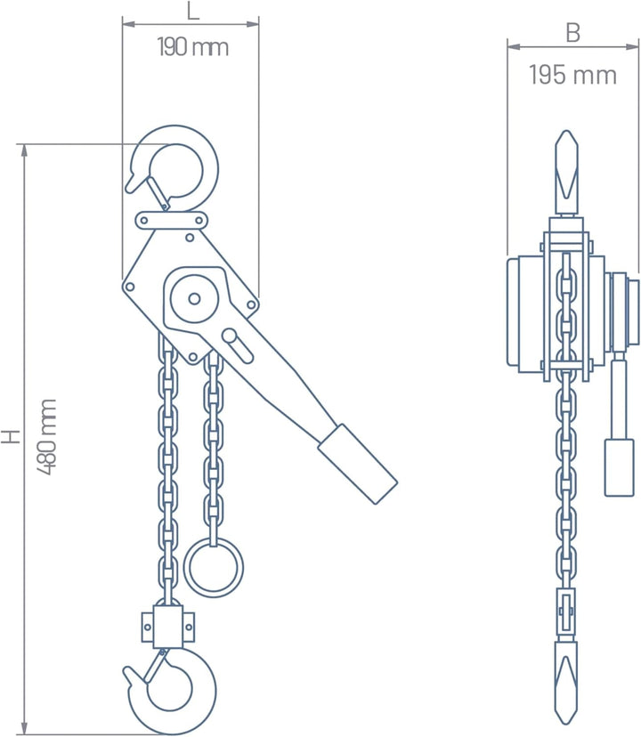 Pallit LEVER-L Hebelzug Kettenzug 3000kg Flaschenzug 3 m Kettenlänge Seilwinde strapazierfähige Last