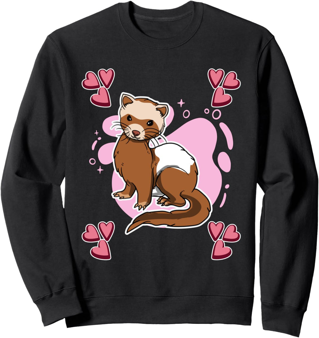 Damen Frettchen Zeichnung Mädchen Frettchen Sweatshirt