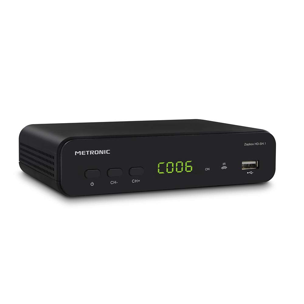 Metronic 441624 Zapbox HD-SH.1 DVB-T2 HEVC Receiver, PVR-Funktion, USB-Buchsen, HDMI, SPDIF, RJ45, F