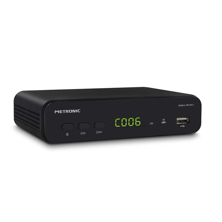 Metronic 441624 Zapbox HD-SH.1 DVB-T2 HEVC Receiver, PVR-Funktion, USB-Buchsen, HDMI, SPDIF, RJ45, F