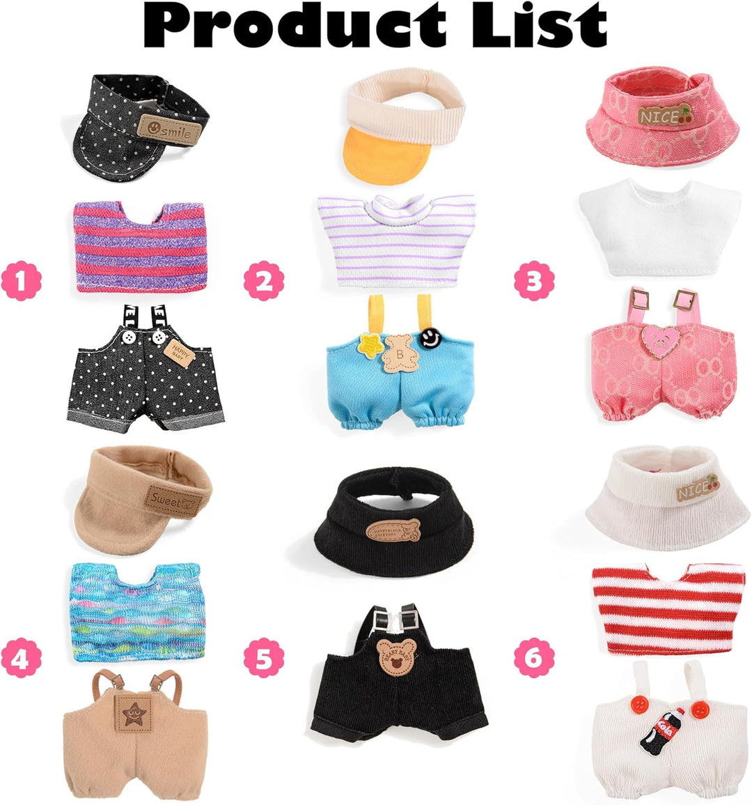 17cm Puppen Mode Kleidung und Zubehör Insgesamt 6 Sets Inklusive Outfit- weich & stilvoll Kostüm Pay