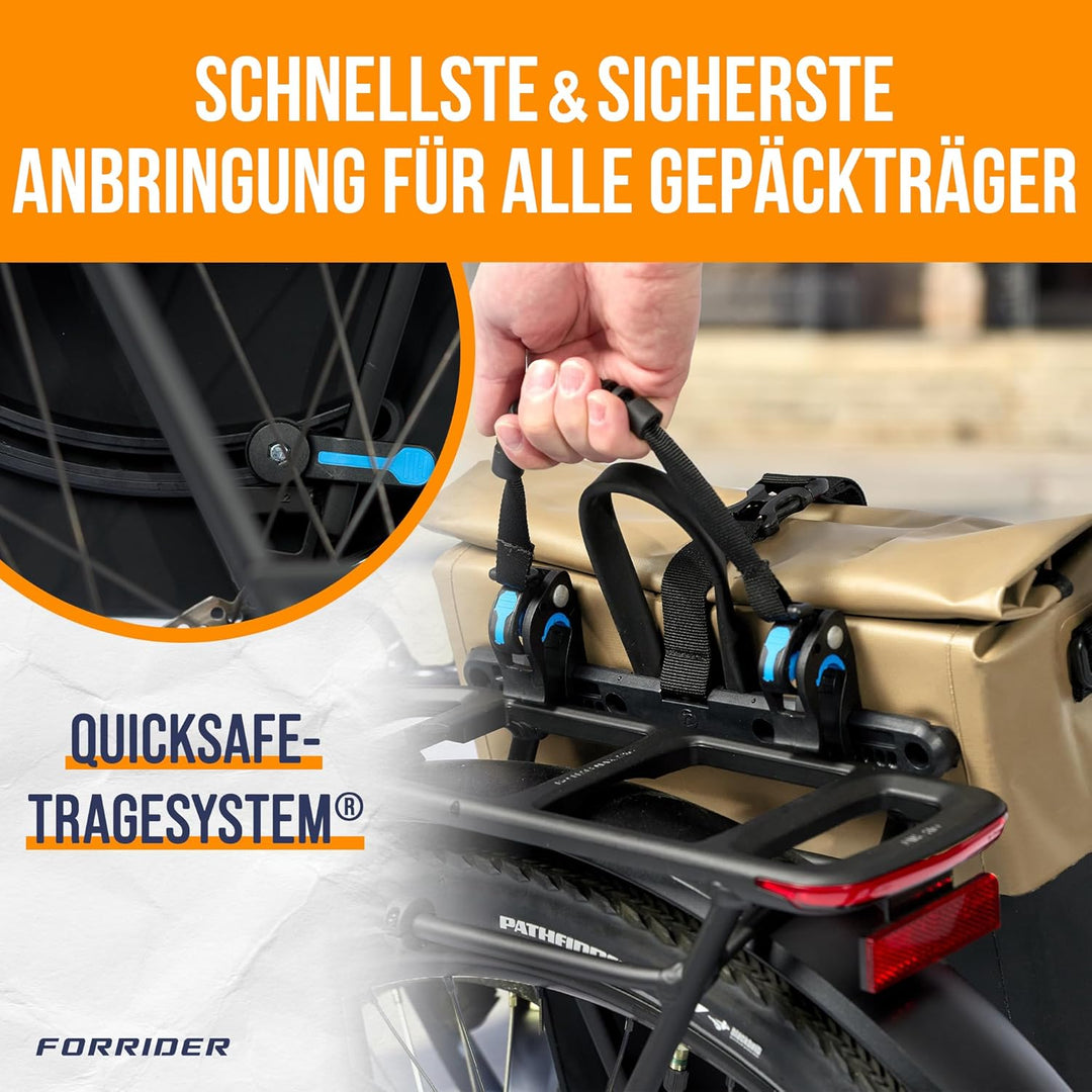 Forrider Fahrradtasche Wasserdicht für Gepäckträger [22L Volumen] mit Schultergurt | Gepäckträgertas