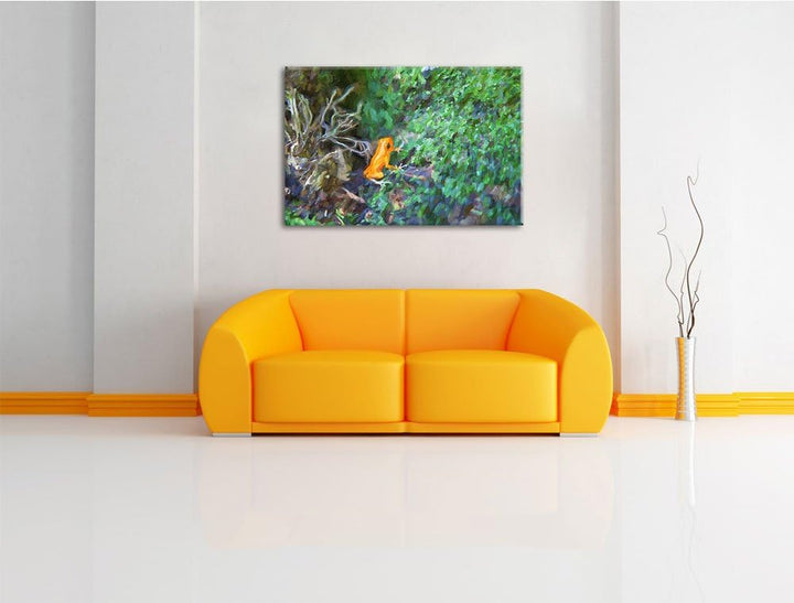 hochgiftiger kleiner Frosch Spezial Format: 100x70 cm auf Leinwand, XXL riesige Bilder fertig gerahm