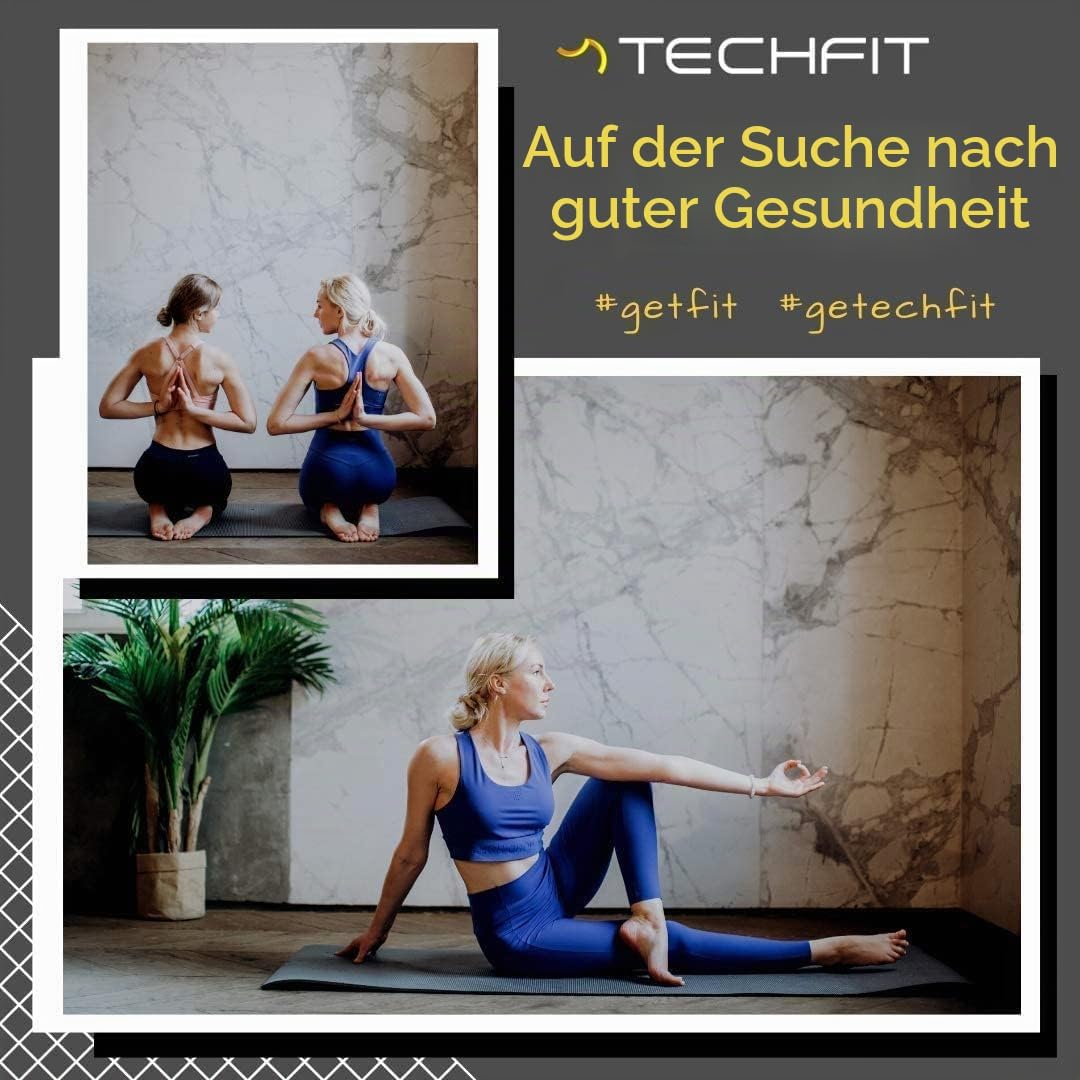 TechFit Yogamatte Rutschfest für das Fitnessstudio zu Hause - Pilates Matte für das Heimtraining, Yo