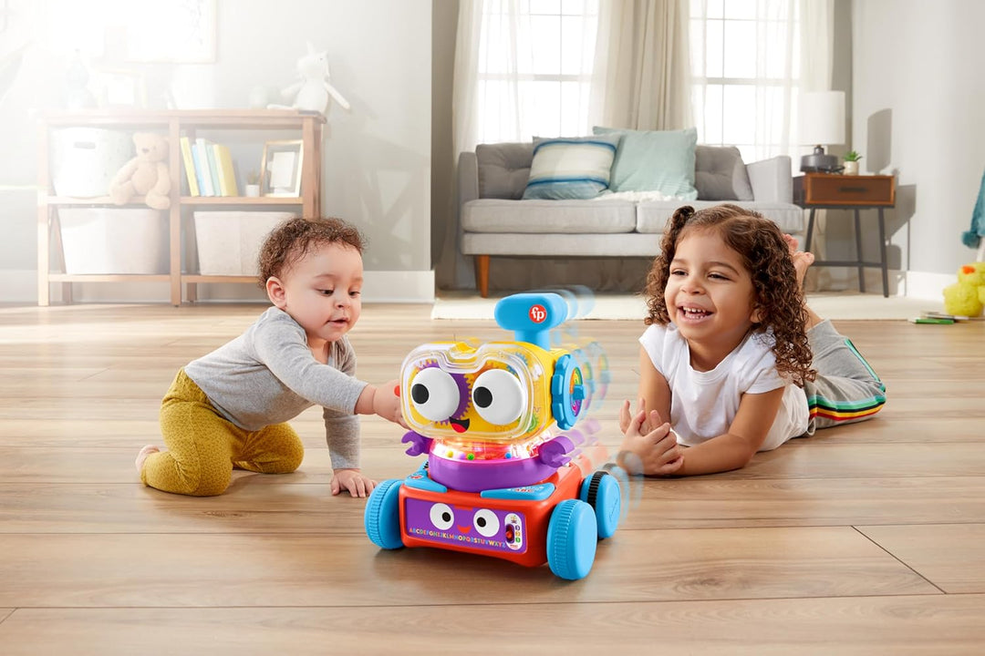 Fisher-Price 4-in-1 Lernroboter Linus für Babys und Kleinkinder, Spielzeug ab 6 Monaten, Version: UK