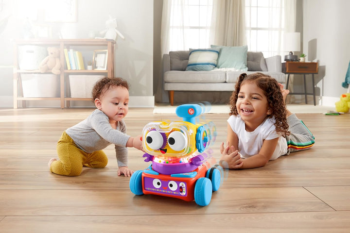 Fisher-Price 4-in-1 Lernroboter Linus für Babys und Kleinkinder, Spielzeug ab 6 Monaten, Version: UK