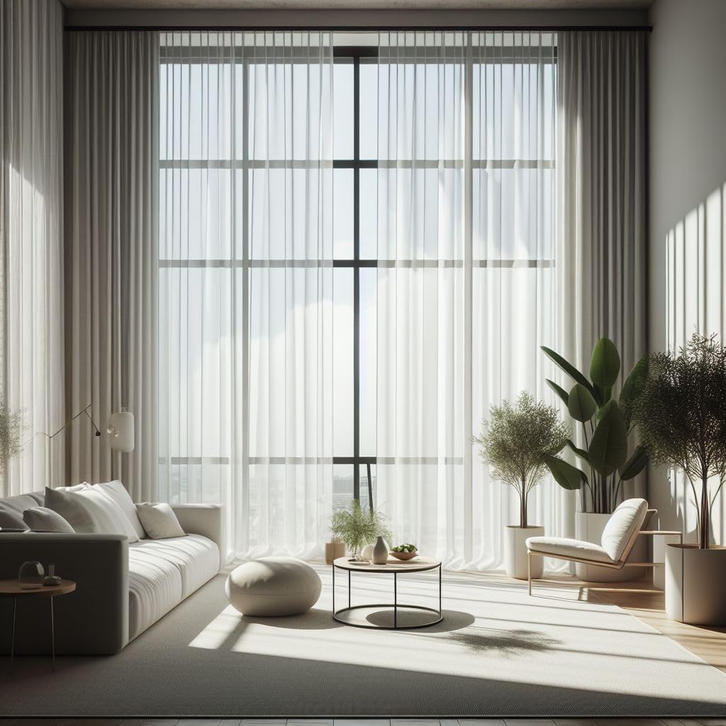 Gardinen Vorhang Voile weiss halbtransparent mit Kräuselband Bleiband Fenster Wohnzimmer,Schlafzimme