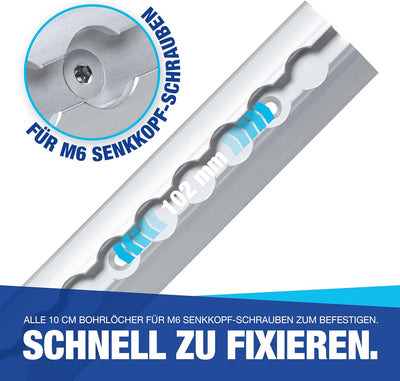 NTG 2 x 1 m Alu Airlineschiene, halbrunde Form m. Bohrungen m. Fittingen -Spar-Set- | Ladungssicheru