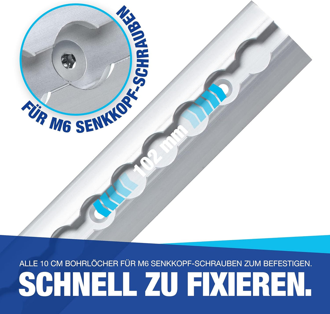 NTG 2 Stück je 1 m Airlineschiene halbrunde Form aus Aluminum mit Bohrungen | Ladungssicherung für L