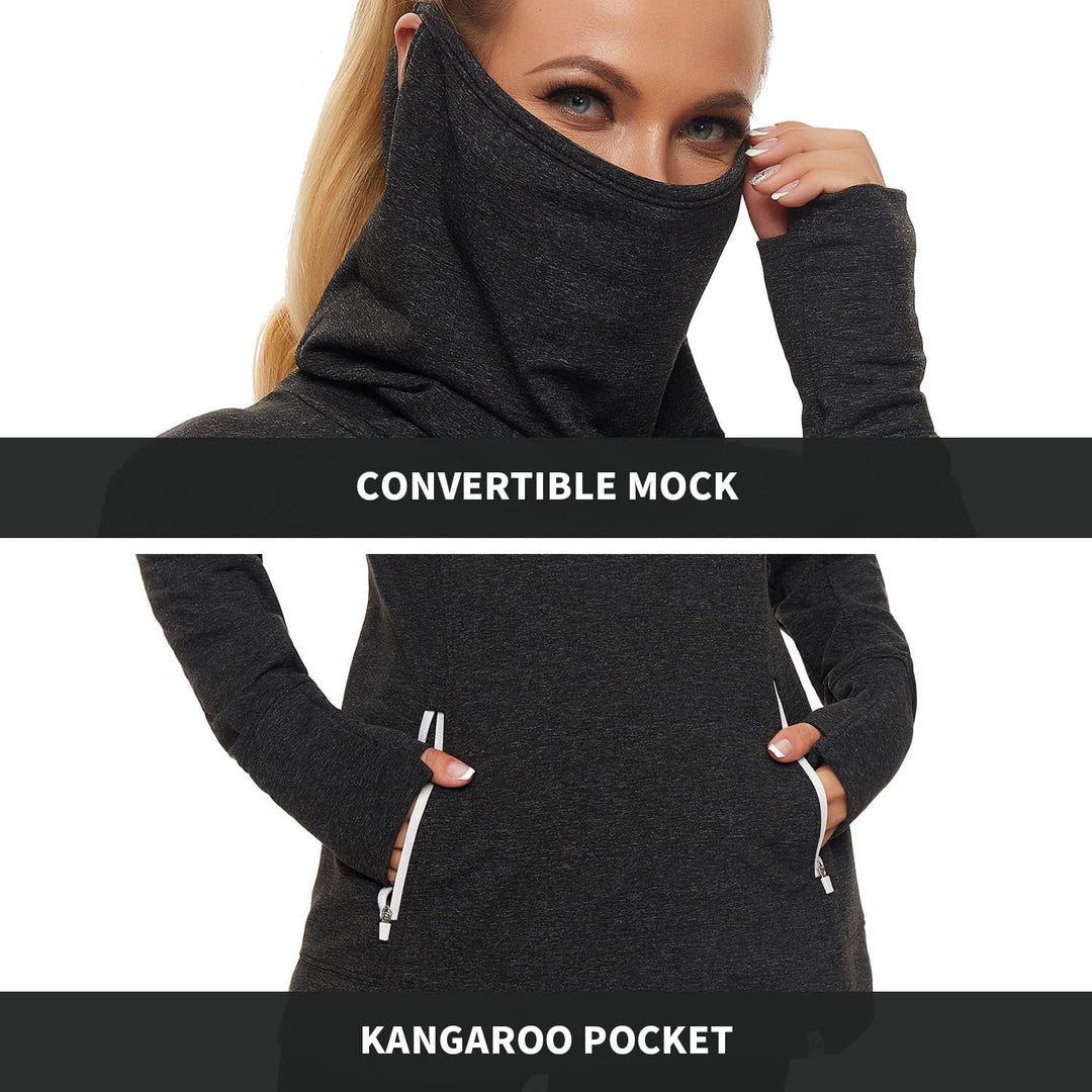Soneven Rollkragen Pullover Damen Sweatshirt Damen Ohne Kapuze mit Taschen Funktionsshirt Langarm Sw