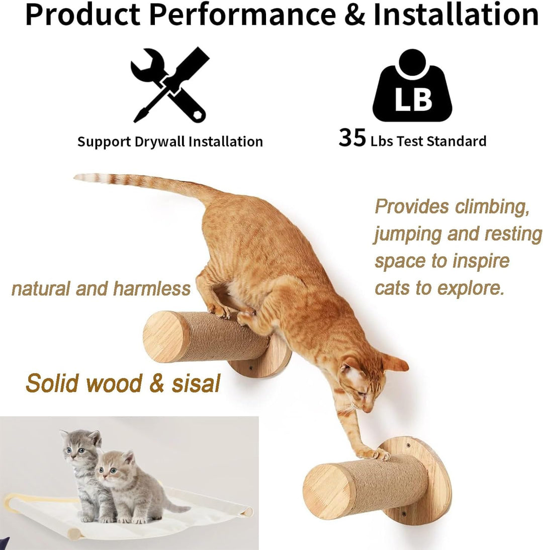Kletterwand Katzen,53cmx47cm Katzenhängematte & 2 Kratzbaum, Kängematten Katzen Wand Bis Zu 10 Kg,Ka
