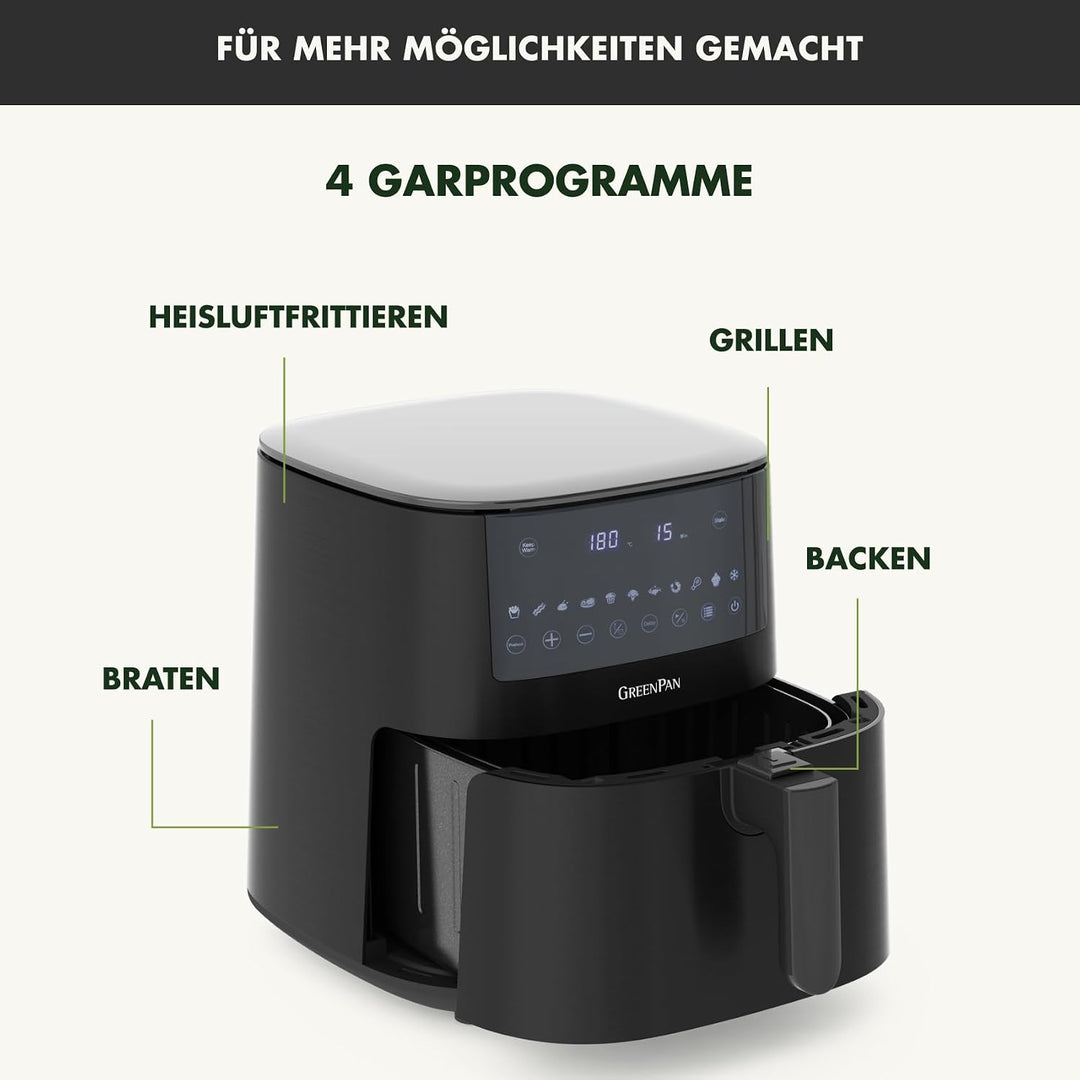 GreenPan Bistro 11-in-1 XL Air Fryer Backofen, 7,2 L, Antihaftbeschichteter Korb, Schnelles Aufheize