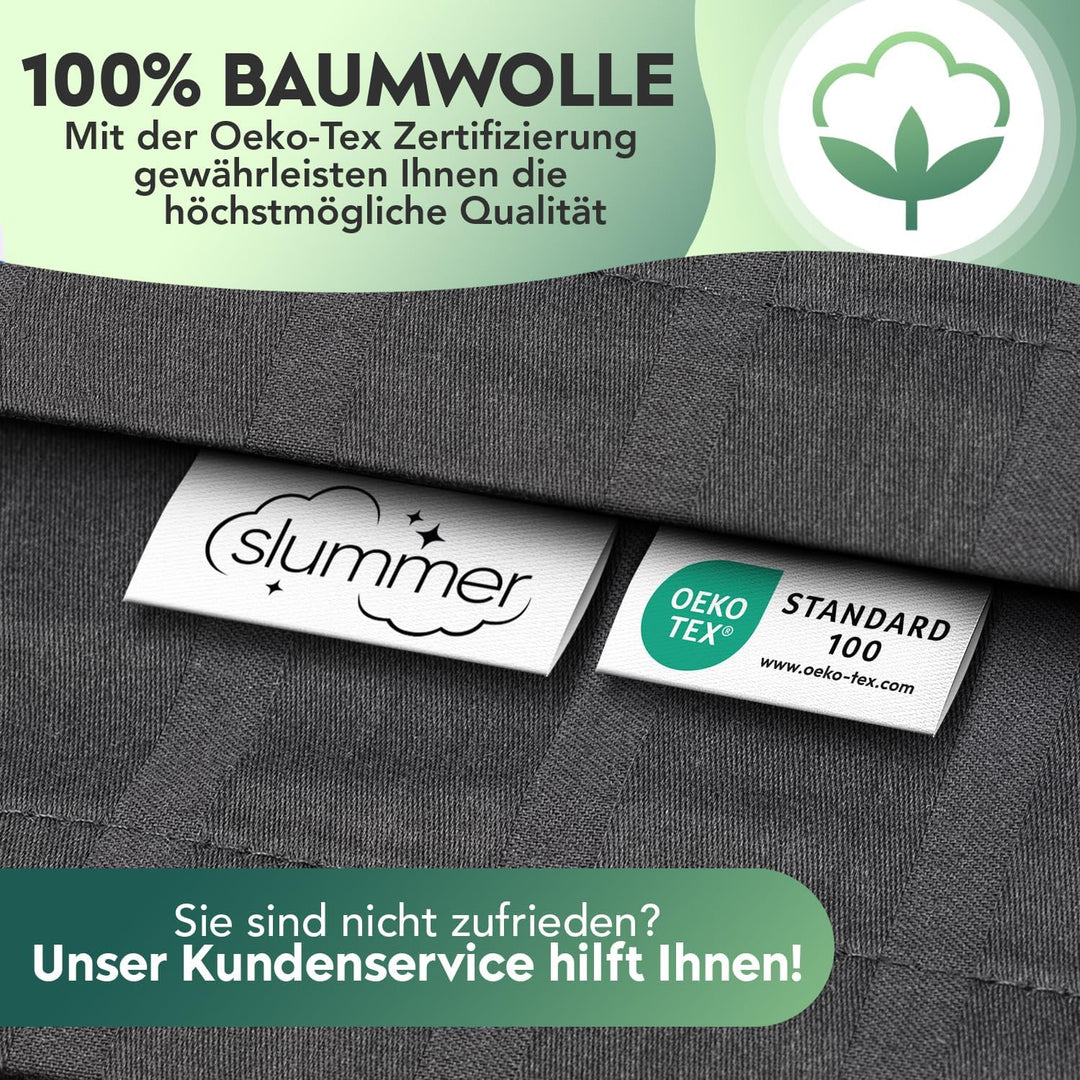 slummer Bettwäsche 135x200 - anthrazit - Bezug Damast 100% Baumwolle - YKK Reissverschluss -